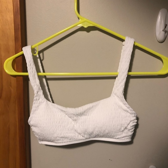 white smocked bikini top